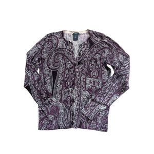 Ann Taylor Petite Paisley Cardigan Extra Small